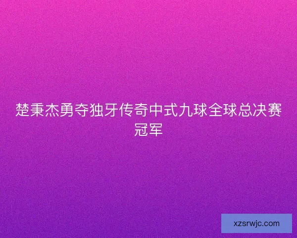 楚秉杰勇夺独牙传奇中式九球全球总决赛冠军